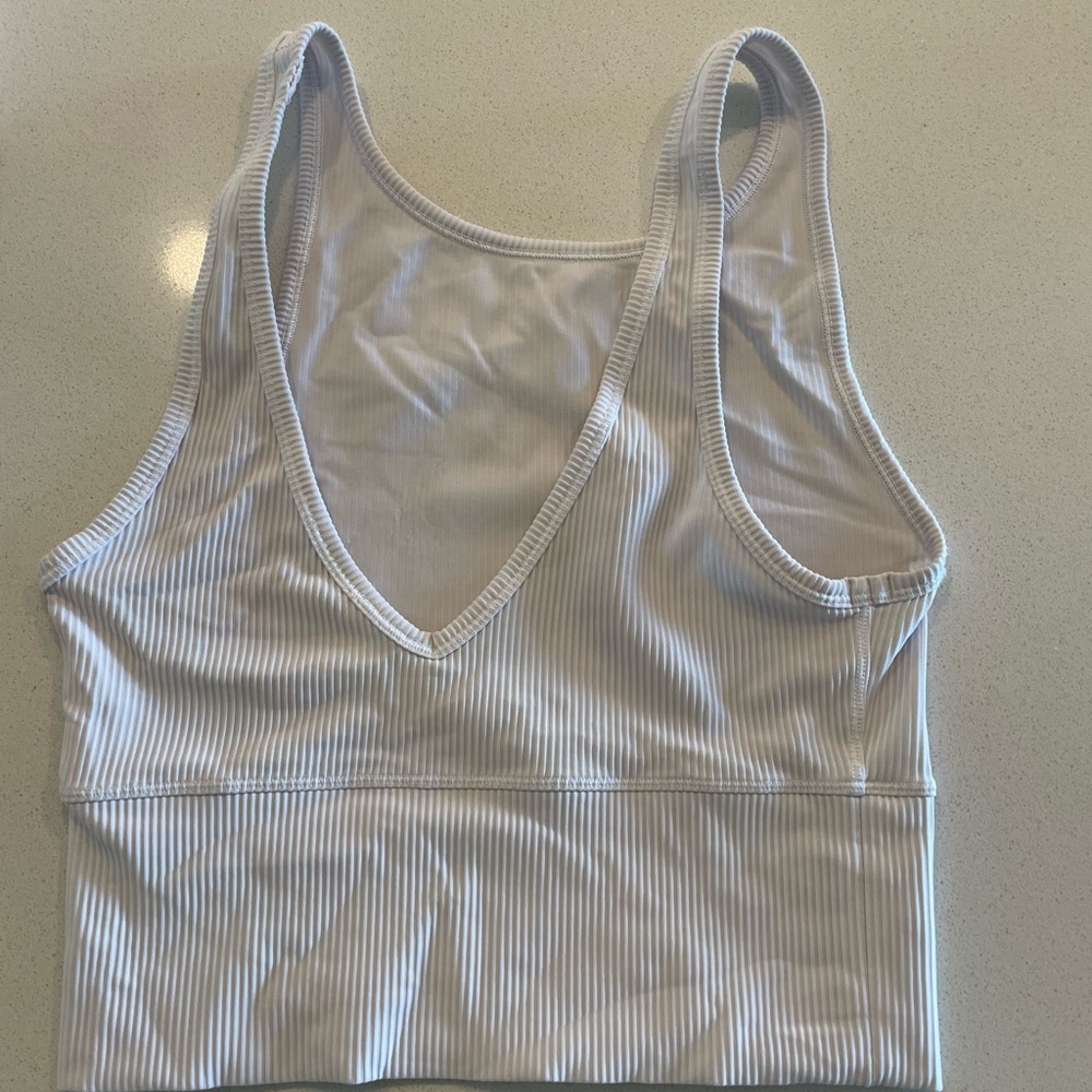 lululemon athletica White Ribbed V-Neck Tank Top